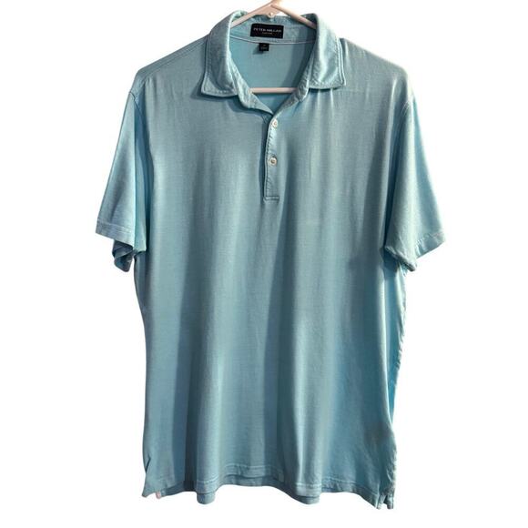 Peter Millar Collection Cotton Modal Men’s Polo Shirt Pastel Blue Medium Spring - Picture 1 of 4